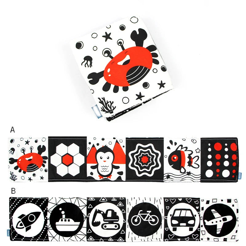 Black and White High Contrast Soft Baby Cloth Book