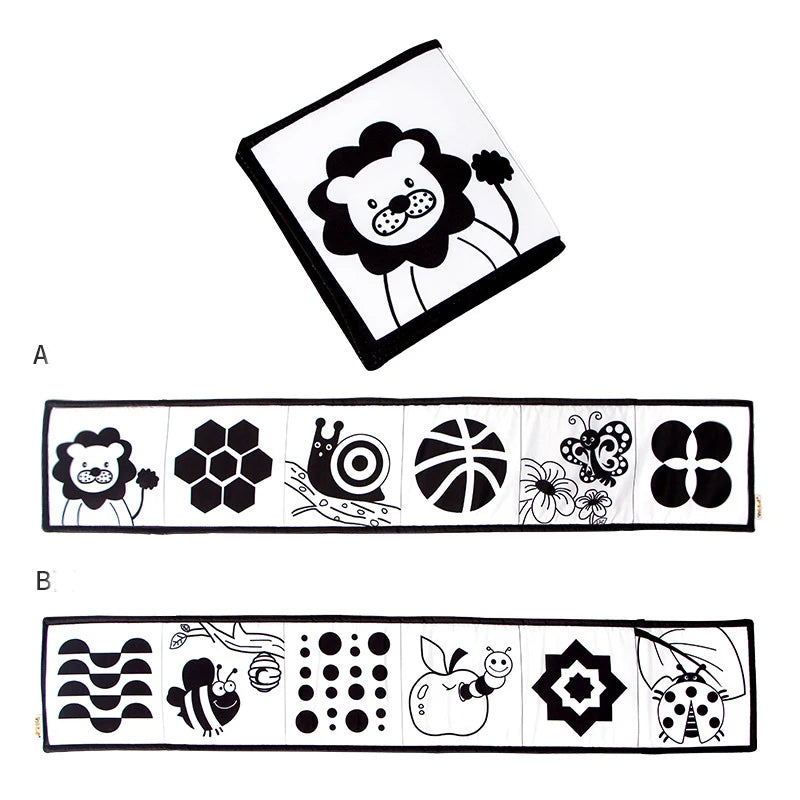 Black and White High Contrast Soft Baby Cloth Book