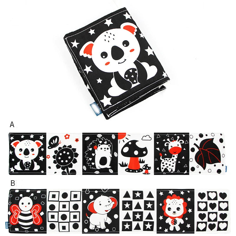 Black and White High Contrast Soft Baby Cloth Book