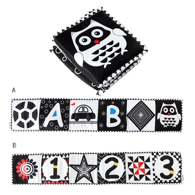 Black and White High Contrast Soft Baby Cloth Book