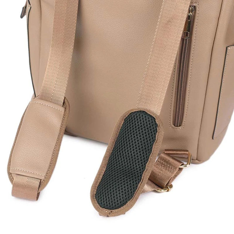 Camel Leather Diaper Backpack All-In-One Image
