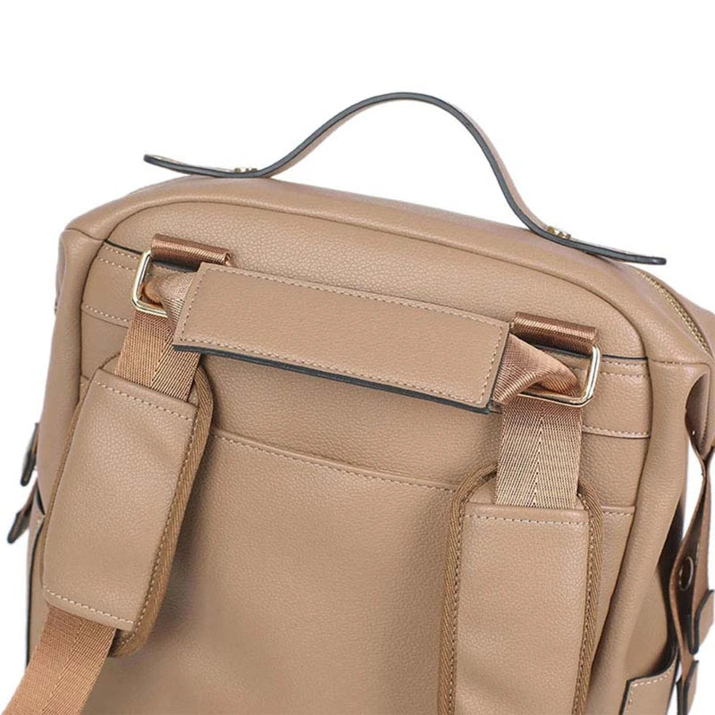 Camel Leather Diaper Backpack All-In-One Image