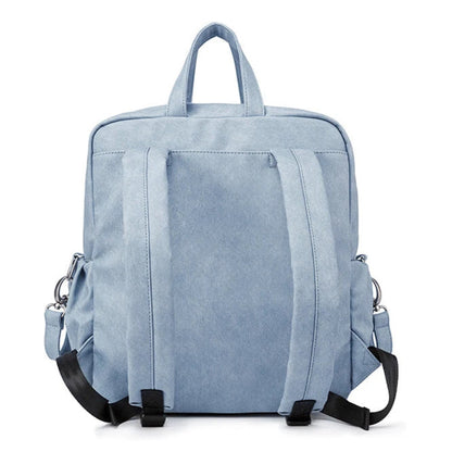 Light blue backpack on a white background
