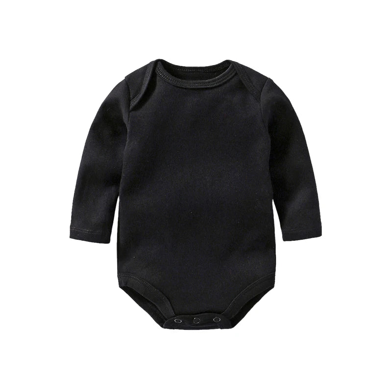 Black baby bodysuit on a white background