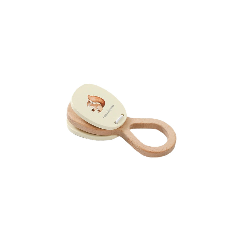 Wooden baby brush with a heart-shaped handle on a white background