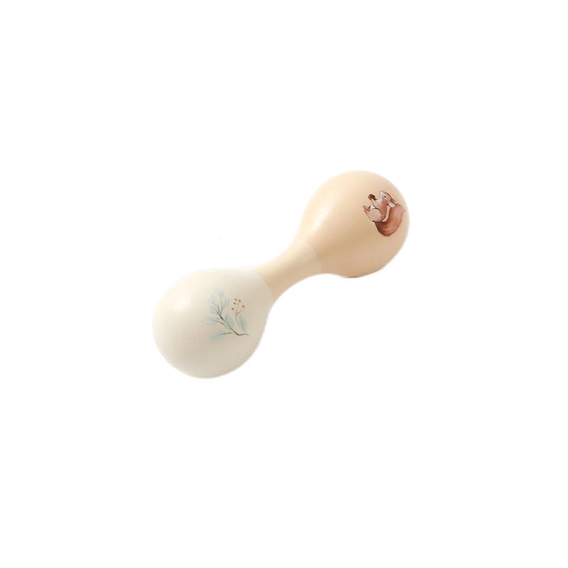 Baby rattle with floral design on a white background